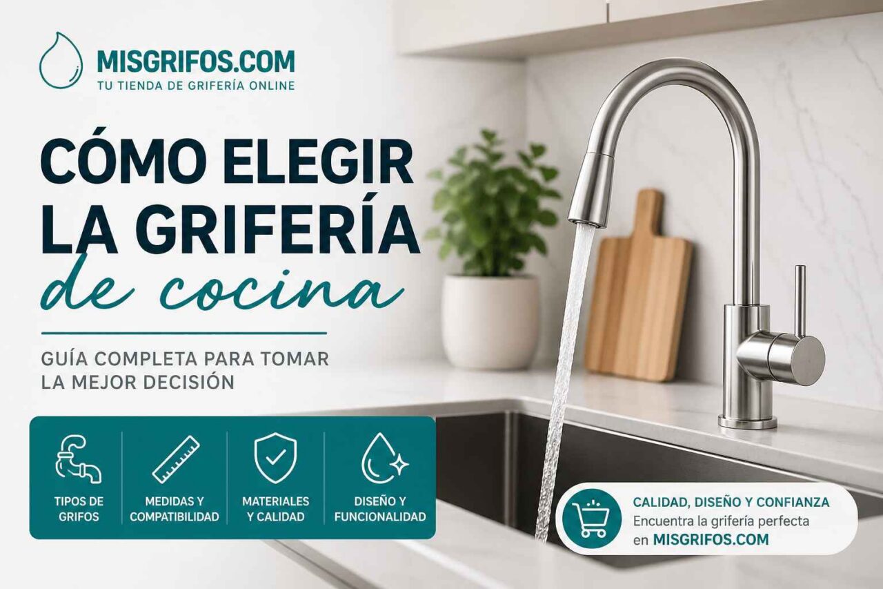 Grifo de cocina moderno en acero inoxidable con agua corriendo en fregadero, guía sobre cómo elegir la grifería de cocina